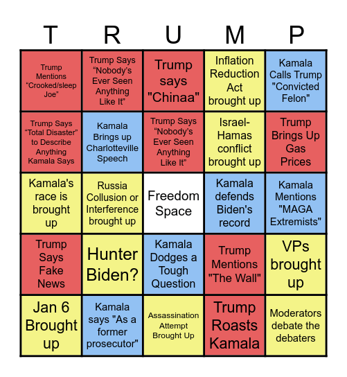 Trump Vs Harris Bingo Card