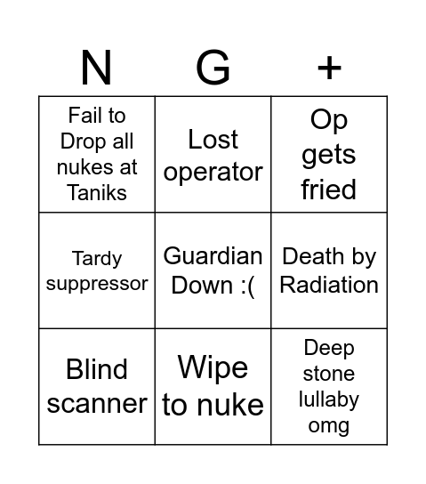 Deep Stone Crypt NG+ Bingo Card