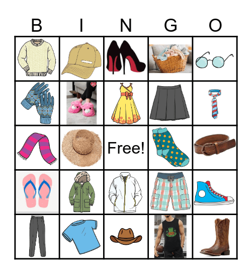 Clothes Bingo Card