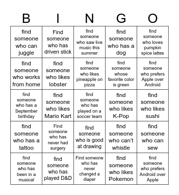 Meet Evelee’s Family Bingo Card