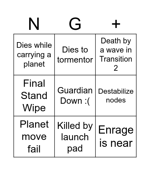 Root of Nightmares NG+ Bingo Card