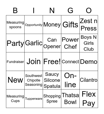 BFF- Bingo, Food, and FUN! July 22 Bingo Card