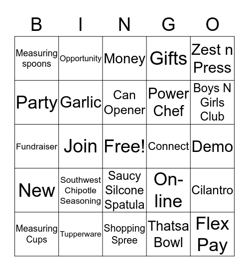 BFF- Bingo, Food, and FUN! July 22 Bingo Card