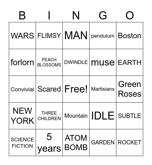 DARK THEY WERE AND GOLDEN EYED hmh Bingo Card