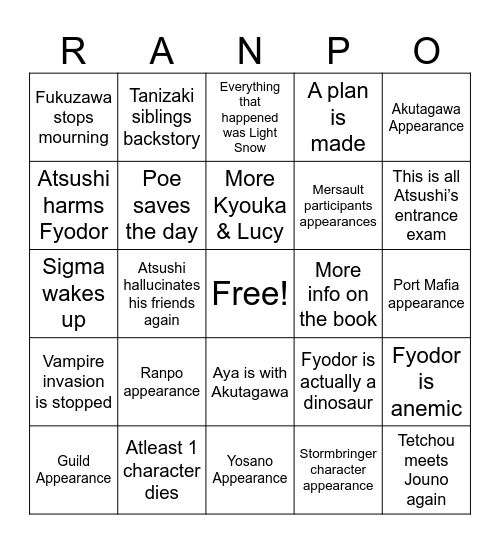 BSD Chapter 119 Bingo Card