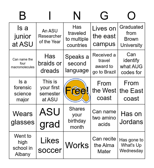 CLASS Bingo Card