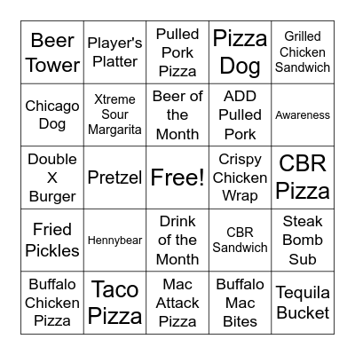 Server BINGO 9/7-9/8 Bingo Card