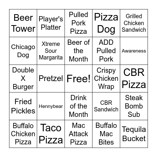 Server BINGO 9/7-9/8 Bingo Card