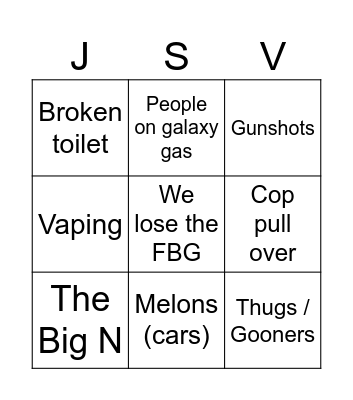 Jacksonville Bingo Card