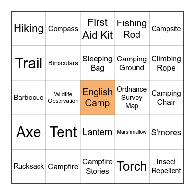 Camping Bingo Card