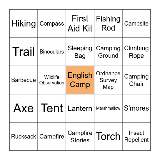 Camping Bingo Card