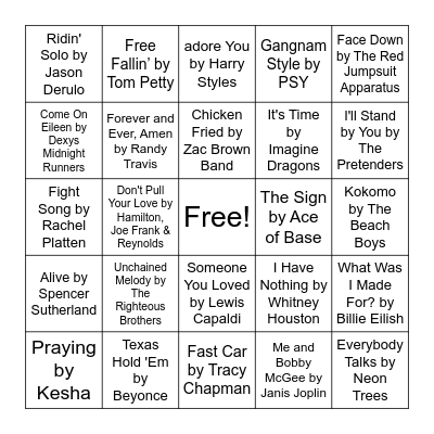 Music Bingo Card