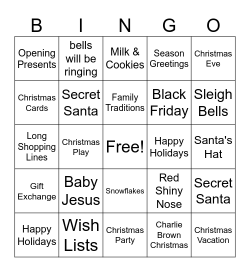 2024 Christmas Party Bingo Card