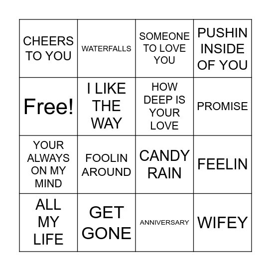 R & B BINGO Card