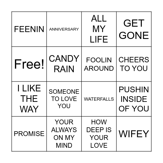 R & B BINGO Card