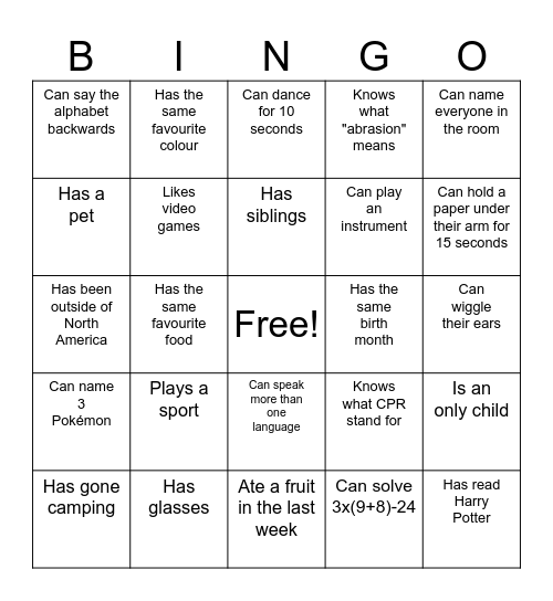 Find Someone Who... Bingo Card