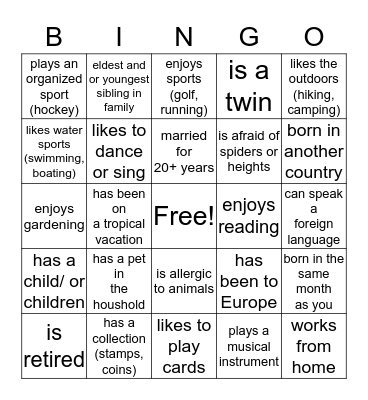 Spruceview Neighbours Bingo Card
