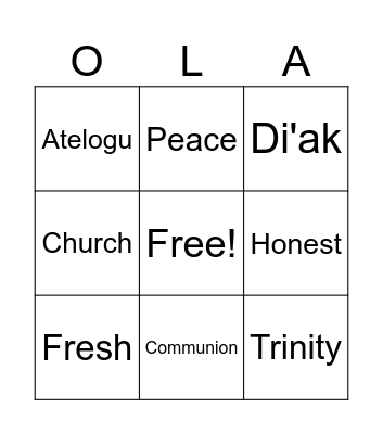 Timor Things Bingo Card