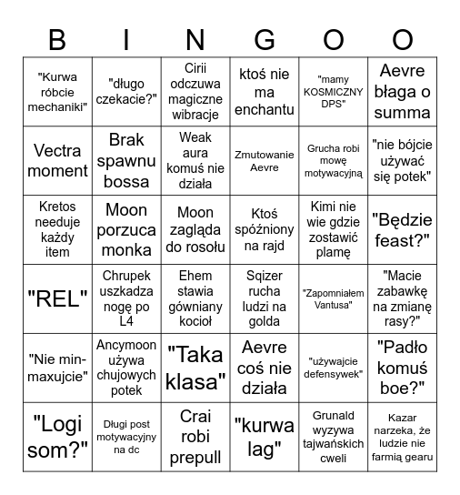 CK vs sezon 1 Bingo Card