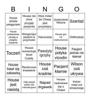 Bingo Dr House'a Bingo Card