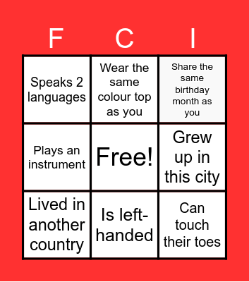 FCI Fun Facts BINGO! Bingo Card
