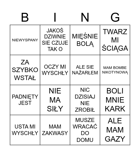 BINGO ARUSIOWE Bingo Card