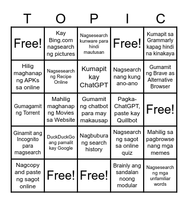 EMP.TECH. BINGO - Educ. Edition Bingo Card