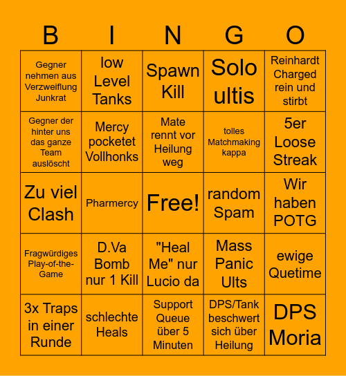 Overwatch Bingo Card