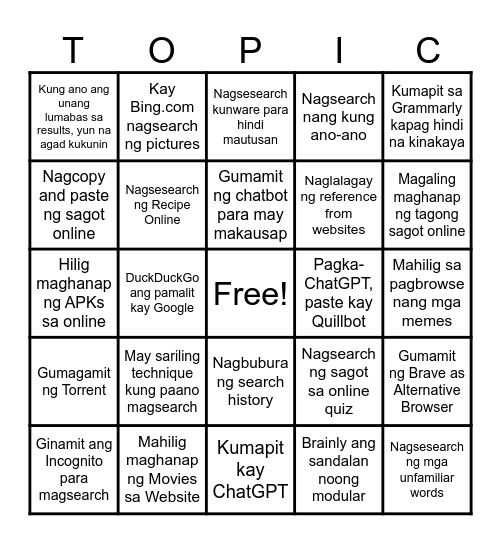 EMP.TECH. BINGO - Educ. Edition Bingo Card