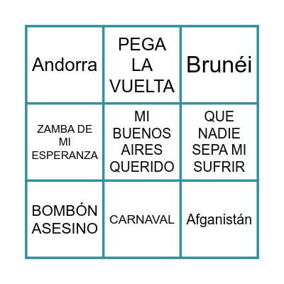 BINGO MUSICAL Bingo Card
