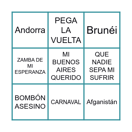BINGO MUSICAL Bingo Card