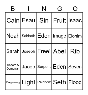 Bible Bingo Card