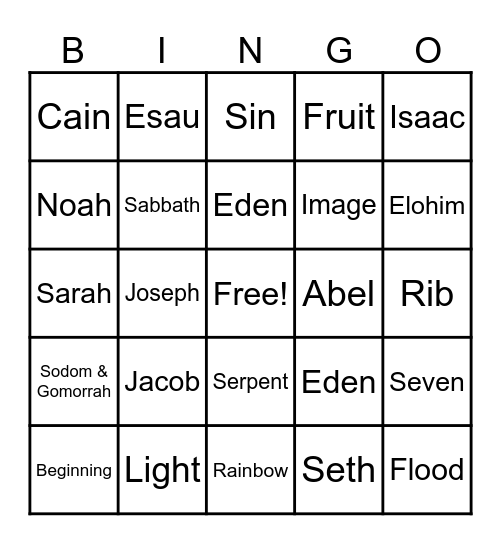 Bible Bingo Card