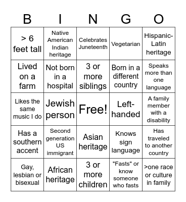 OPQA I Diversity Bingo Card