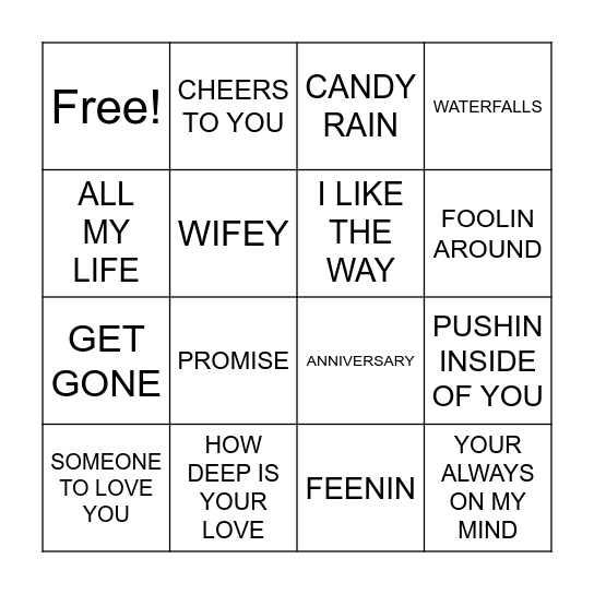 R & B BINGO Card