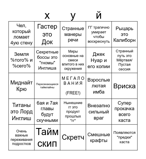 Что Тоби слизал с Хоумстака Bingo Card