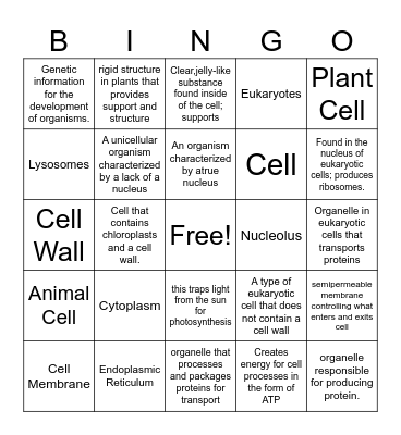 Cell Bingo Card