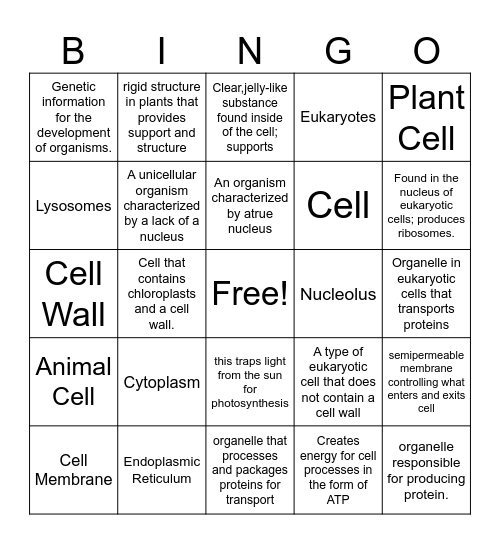 Cell Bingo Card