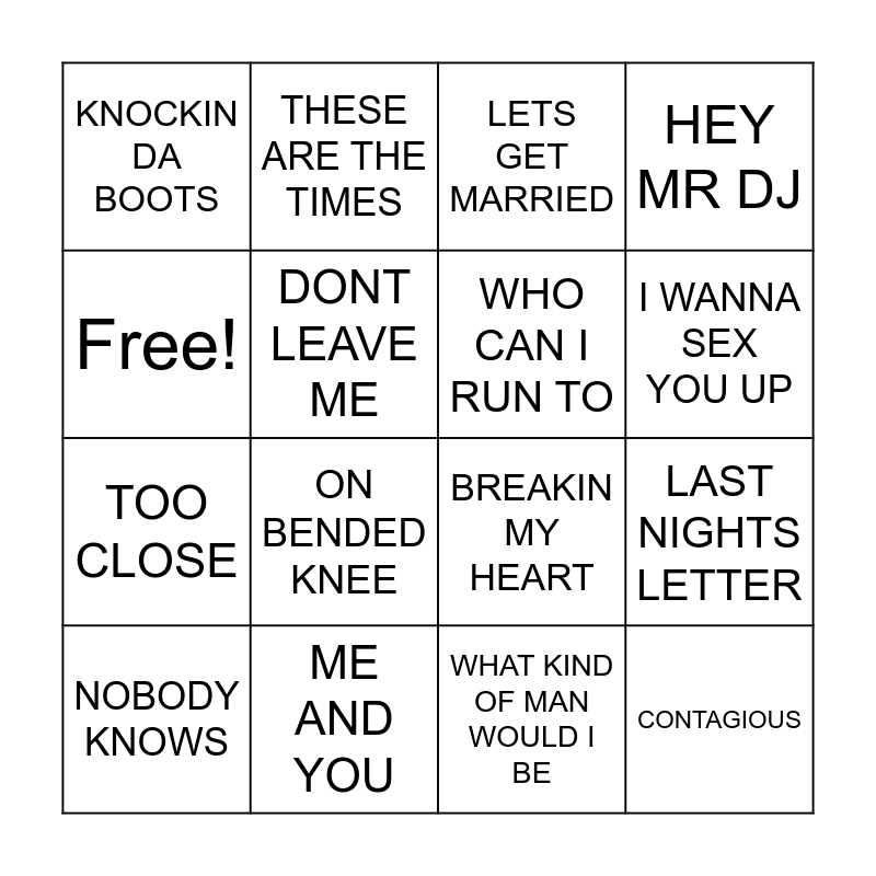 R & B BINGO Card