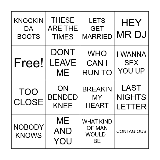 R & B BINGO Card