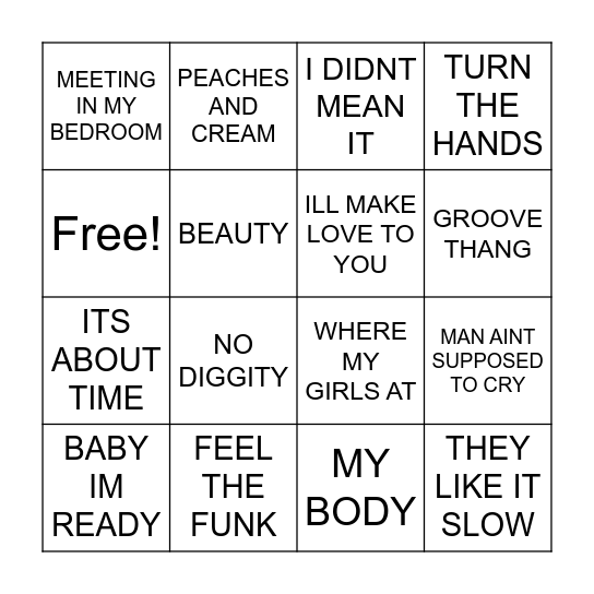 R & B BINGO Card