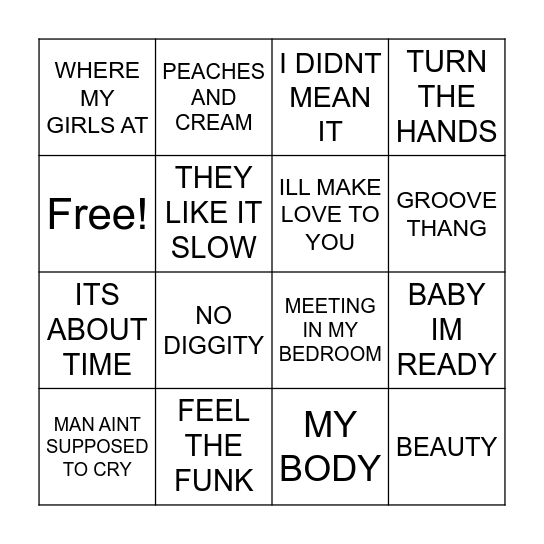 R & B BINGO Card