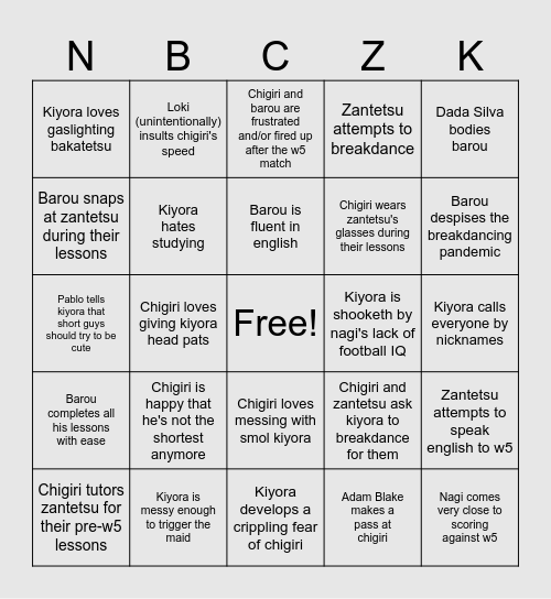 2nd Clear Team Bingo Card