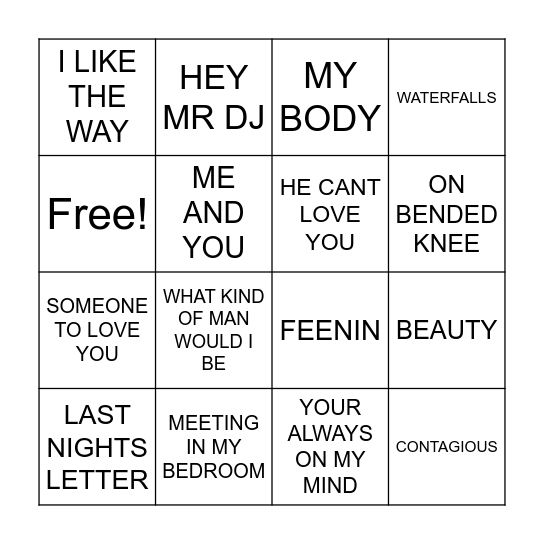 R & B BINGO Card