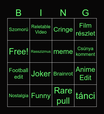 Tiktok rizz Bingo Card