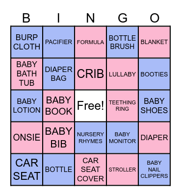 GENDER REVEAL BINGO Card