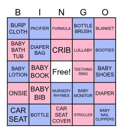 GENDER REVEAL BINGO Card