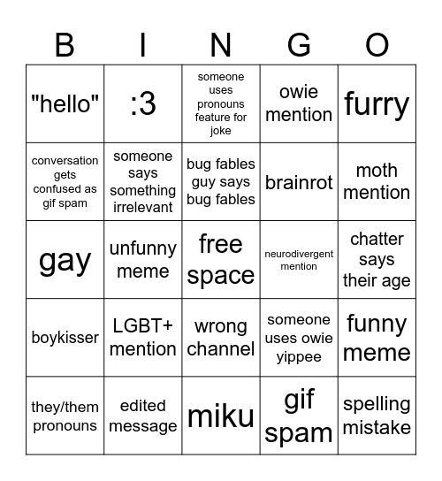 Owiecord Bingo Card