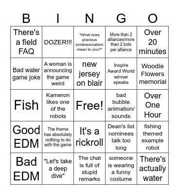 actual kickoff bingo Card