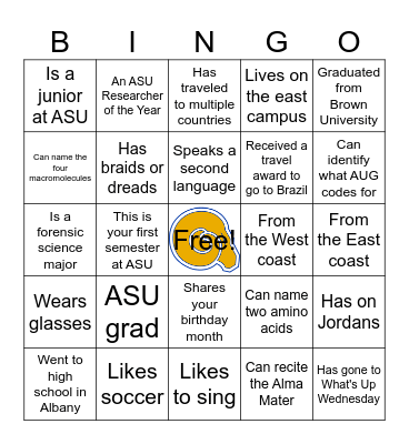 CLASS Bingo Card